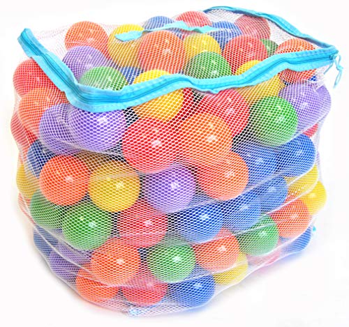 EWONDERWORLD 200 Count 2.4" Non-Toxic BPA & Phthalate Free Crush Proof Plastic Play Balls with 8 Vibrant Colors and Durable Mesh Bag – Pit Balls for Kids & Toddlers, Playpen & Kids Tent
